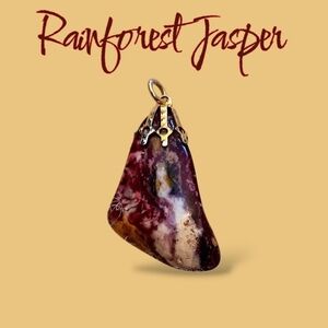 Rainforest Jasper Pendant with Gold Bail - Multicolor Stone